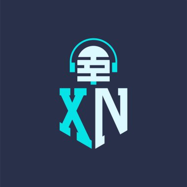 XN Microphone Logo Design for Audio, Music, and Podcast Branding - Letter XN Logo Professional Vector Illustration for Creative Industries clipart