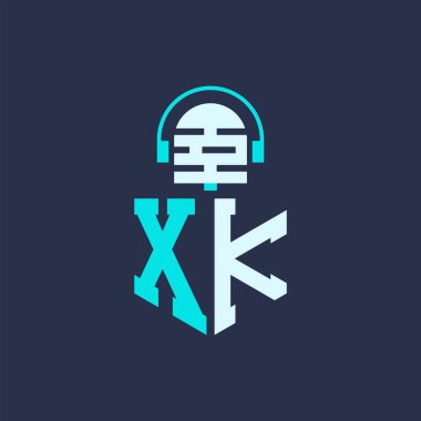 XK Ses, Müzik ve Podcast Markalaştırma için Mikrofon Logosu Tasarımı - Yaratıcı Endüstriler için XK Logosu Profesyonel Vektör İlülasyonu