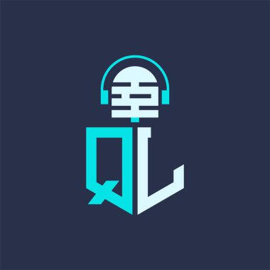 QL Ses, Müzik ve Podcast Markalaştırma için Mikrofon Logosu Tasarımı - Yaratıcı Endüstriler için Harf QL Logosu Profesyonel Vektör İlülasyonu