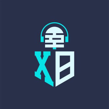 XB Microphone Logo Design for Audio, Music, and Podcast Branding - Letter XB Logo Professional Vector Illustration for Creative Industries clipart