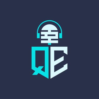 QE Ses, Müzik ve Podcast Markalaştırma için Mikrofon Logosu Tasarımı - Yaratıcı Endüstriler için Harf QE Logosu Profesyonel Vektör İlülasyonu