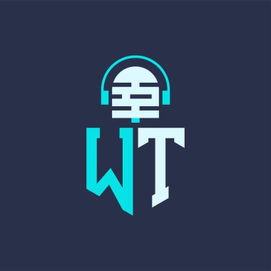 WT Mikrofon Ses, Müzik ve Podcast Markalaştırma Logosu - Yaratıcı Endüstriler için WT Logosu Profesyonel Vektör İlülasyonu