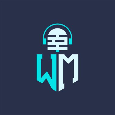 WM Ses, Müzik ve Podcast Markalaşması için Mikrofon Logosu Tasarımı - Yaratıcı Endüstriler için WM Logosu Profesyonel Vektör İlülasyonu