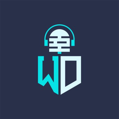 WD Ses, Müzik ve Podcast Markalaştırma için Mikrofon Logosu Tasarımı - Yaratıcı Endüstriler için WD Logosu Profesyonel Vektör İlülasyonu
