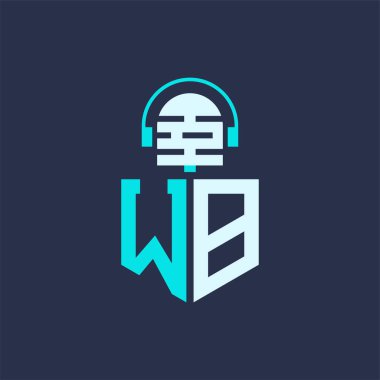 WB Ses, Müzik ve Podcast Markalaştırma için Mikrofon Logosu Tasarımı - Yaratıcı Endüstriler için WB Logosu Profesyonel Vektör İlülasyonu