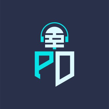 PD Mikrofon Ses, Müzik ve Podcast Markalaştırma Logosu - Yaratıcı Endüstri için Letter PD Logosu Profesyonel Vektör İllüstrasyonu