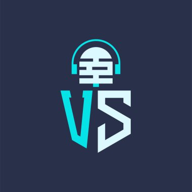 VS Mikrofon Ses, Müzik ve Podcast Markalaştırma Logosu - Yaratıcı Endüstriler için Letter VS Logo Profesyonel Vektör İlülasyonu