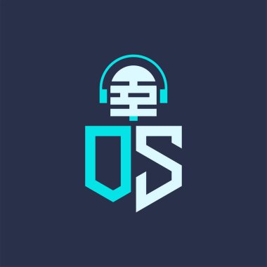 Ses, Müzik ve Podcast Markalaştırma için OS Mikrofon Logosu Tasarımı - Yaratıcı Endüstriler için Harf OS Logosu Profesyonel Vektör İlülasyonu