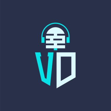 Ses, Müzik ve Podcast Markalaştırma için VD Mikrofon Logosu Tasarımı - Yaratıcı Endüstriler için VD Logosu Profesyonel Vektör İlülasyonu