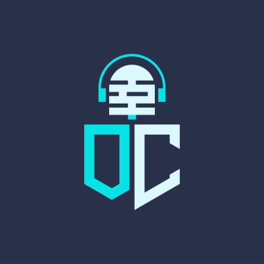 OC Ses, Müzik ve Podcast Markalaştırma için Mikrofon Logosu Tasarımı - Yaratıcı Endüstriler için OC Logosu Profesyonel Vektör İlülasyonu