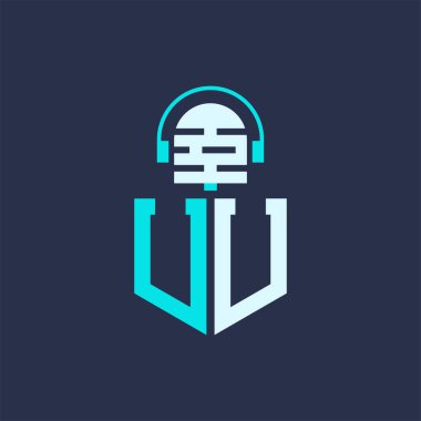 UU Ses, Müzik ve Podcast Markalaştırma için Mikrofon Logosu Tasarımı - Yaratıcı Endüstriler için UU Logosu Profesyonel Vektör İlülasyonu