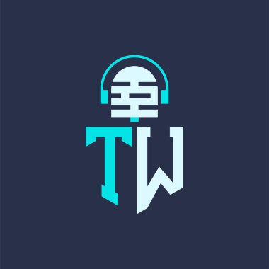 TW Ses, Müzik ve Podcast Markalaşması için Mikrofon Logosu Tasarımı - Yaratıcı Endüstriler için Harf TW Logosu Profesyonel Vektör İlülasyonu