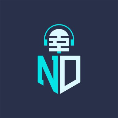 ND Ses, Müzik ve Podcast Markalaşması için Mikrofon Logosu Tasarımı - Yaratıcı Endüstriler için ND Logosu Profesyonel Vektör İlülasyonu