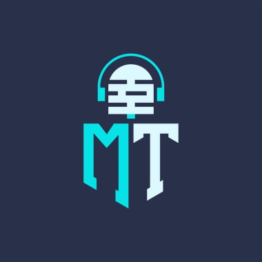 MT Ses, Müzik ve Podcast Markalaştırma için Mikrofon Logosu Tasarımı - Yaratıcı Endüstriler için MT Logosu Profesyonel Vektör İlülasyonu