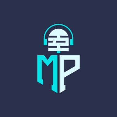 MP Mikrofon Ses, Müzik ve Podcast Markalaştırma Logosu Tasarımı - Yaratıcı Endüstriler için Harfli milletvekili Logosu Profesyonel Vektör İlülasyonu