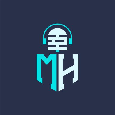 Ses, Müzik ve Podcast Markalaşması için MH Mikrofon Logosu Tasarımı - Yaratıcı Endüstriler için Harf MH Logosu Profesyonel Vektör İlülasyonu