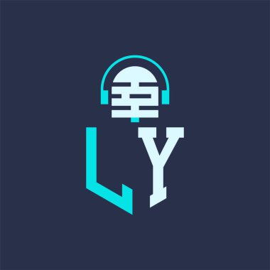 LY Mikrofon Ses, Müzik ve Podcast Markalaşma Logosu Tasarımı - Yaratıcı Endüstriler için Harf LY Logosu Profesyonel Vektör İllüstrasyonu