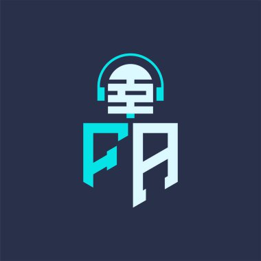 FA Mikrofon Ses, Müzik ve Podcast Markalaşma Logosu - Yaratıcı Endüstriler İçin FA Logo Profesyonel Vektör İllüstrasyonu