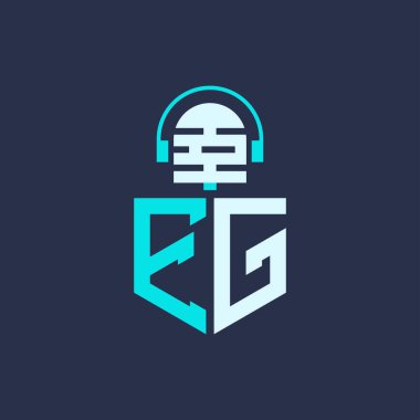 EG Microphone Logo Design for Audio, Music, and Podcast Branding - Letter EG Logo Professional Vector Illustration for Creative Industries clipart