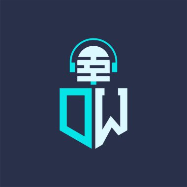Ses, Müzik ve Podcast Markalaştırma için DW Mikrofon Logosu Tasarımı - Yaratıcı Endüstriler için Harf DW Logosu Profesyonel Vektör İlülasyonu