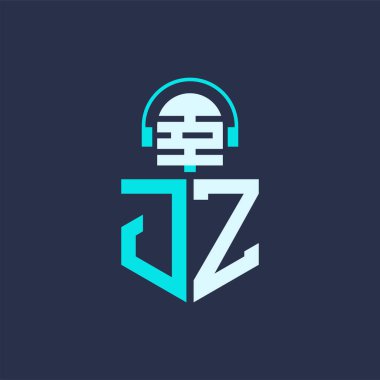 JZ Ses, Müzik ve Podcast Markalaştırma için Mikrofon Logosu Tasarımı - Yaratıcı Endüstriler için JZ Logosu Profesyonel Vektör İlülasyonu