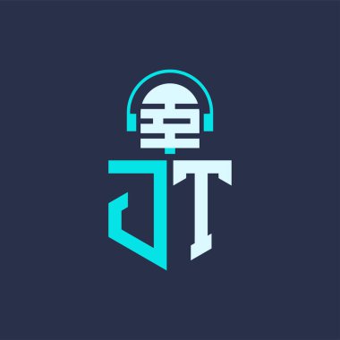 JT Ses, Müzik ve Podcast Markalaştırma için Mikrofon Logosu Tasarımı - Yaratıcı Endüstriler için JT Logosu Profesyonel Vektör İlülasyonu