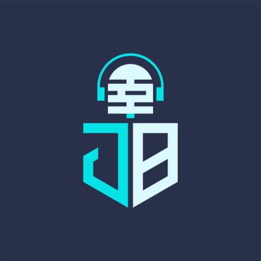 JB Ses, Müzik ve Podcast Markalaştırma için Mikrofon Logosu Tasarımı - Yaratıcı Endüstriler için JB Logosu Profesyonel Vektör İlülasyonu