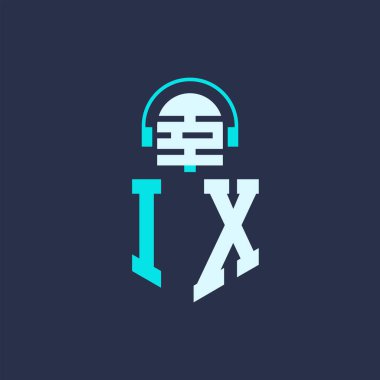 IX Ses, Müzik ve Podcast Markalaşması için Mikrofon Logosu Tasarımı - Yaratıcı Endüstriler için IX Logosu Profesyonel Vektör İlülasyonu