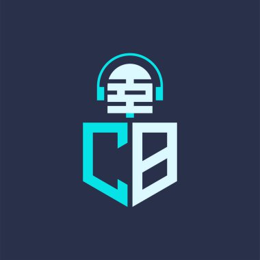 CB Ses, Müzik ve Podcast Markalaştırma için Mikrofon Logosu Tasarımı - Yaratıcı Endüstriler için CB Logosu Profesyonel Vektör İlülasyonu