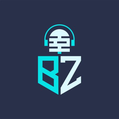 Ses, Müzik ve Podcast Markalaşması için BZ Mikrofon Logosu Tasarımı - Yaratıcı Endüstriler için Harf BZ Logosu Profesyonel Vektör İlülasyonu