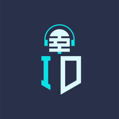 ID Mikrofon Ses, Müzik ve Podcast Markalaşma Logosu Tasarımı - Yaratıcı Endüstriler için Kimlik Logosu Profesyonel Vektör İllüstrasyonu