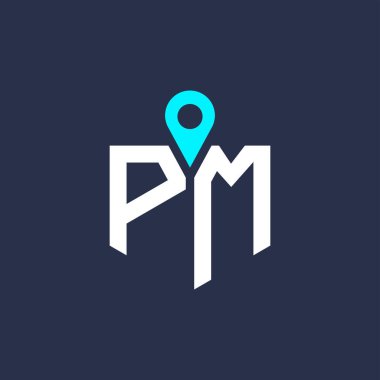 İşe Alım ve Gezinme için PM Logo Tasarımı - Başbakan Logo Vektörü Simgesi