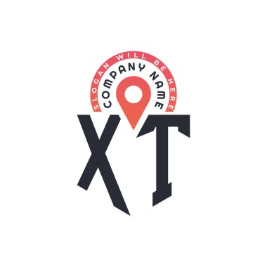 XT Location Logo Design for Human Resources, Recruitment, and Navigation - Letter XT Logo with Location Icon for Business and Technology clipart