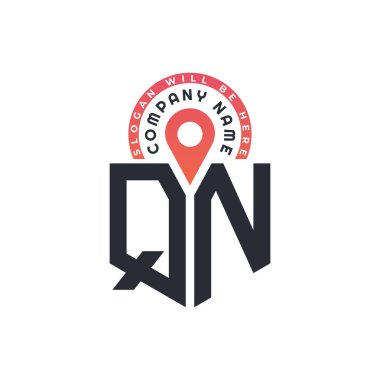 QN Location Logo Design for Human Resources, Recruitment, and Navigation - Letter QN Logo with Location Icon for Business and Technology clipart