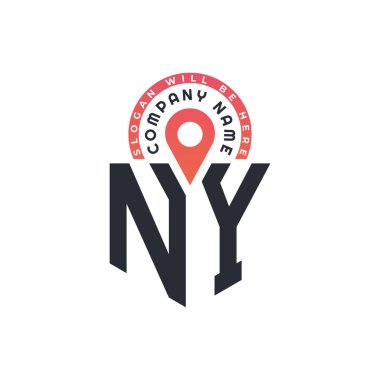 NY Location Logo Design for Human Resources, Recruitment, and Navigation - Letter NY Logo with Location Icon for Business and Technology clipart