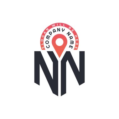 NN Location Logo Design for Human Resources, Recruitment, and Navigation - Letter NN Logo with Location Icon for Business and Technology clipart