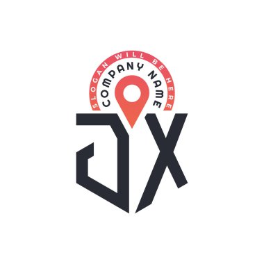 JX Location Logo Design for Human Resources, Recruitment, and Navigation - Letter JX Logo with Location Icon for Business and Technology clipart