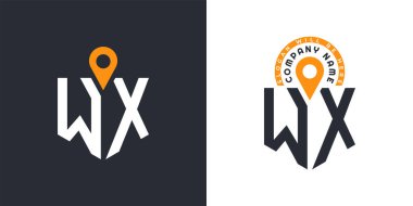 WX Logo Paketi. WX Logosu İşe Alma ve Seyrüsefer için İkili Vektör Simgeleri