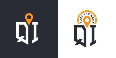 QI Location Logo Bundle. Letter QI Logo Dual Vector Icons for Recruitment and Navigation clipart