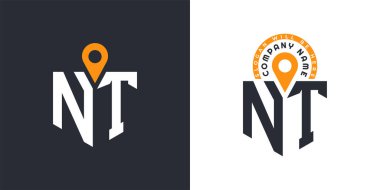 NT Location Logo Bundle. Letter NT Logo Dual Vector Icons for Recruitment and Navigation clipart