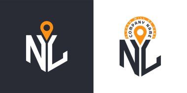 NL Location Logo Bundle. Letter NL Logo Dual Vector Icons for Recruitment and Navigation clipart