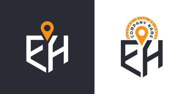 EH Location Logo Bundle. Letter EH Logo Dual Vector Icons for Recruitment and Navigation clipart