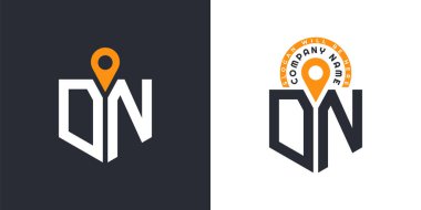 DN Location Logo Bundle. Letter DN Logo Dual Vector Icons for Recruitment and Navigation clipart