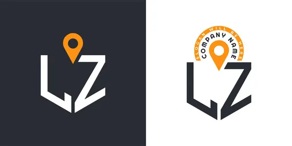 stock vector LZ Location Logo Bundle. Letter LZ Logo Dual Vector Icons for Recruitment and Navigation