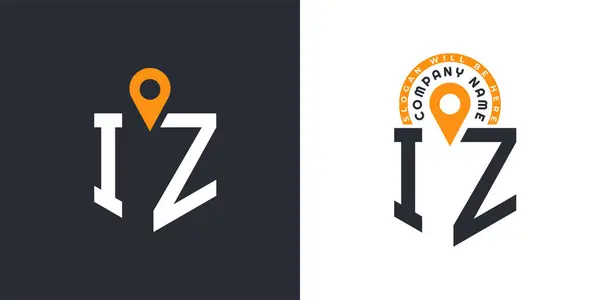 stock vector IZ Location Logo Bundle. Letter IZ Logo Dual Vector Icons for Recruitment and Navigation