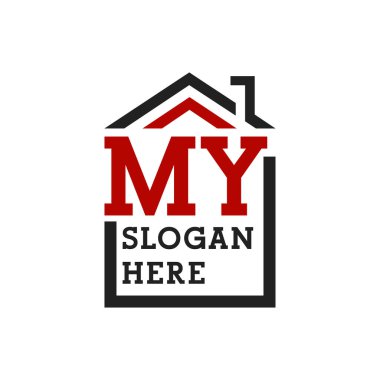 Çatıya çıkmak için evimin logosunun baş harfleri. Emlak Logomu Mektupla