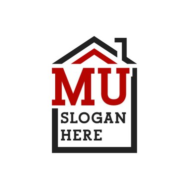 MU 'nun çatı kaplama logosu. MU Harfi Gayrimenkul Logosu