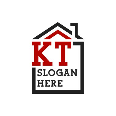 Initial KT house logo for Roofing. Letter KT Real Estate Logo clipart