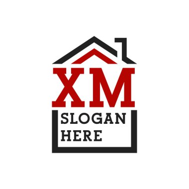 Initial XM house logo for Roofing. Letter XM Real Estate Logo clipart