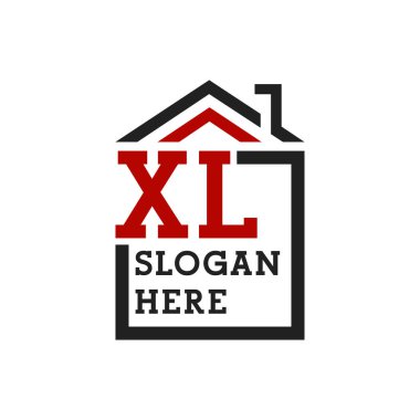 Çatıya çıkmak için XL logosu. Harf XL Gayrimenkul Logosu